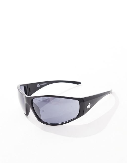 Reclaimed Vintage – Czarne przylegające okulary przeciwsłoneczne, 2 z 4