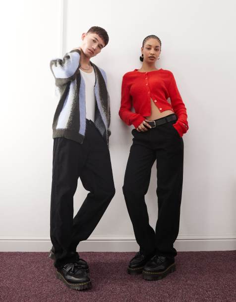 Reclaimed Vintage unisex washed cord trousers in black 