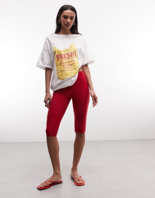 Reclaimed Vintage – Czerwone spodnie capri, część zestawu
