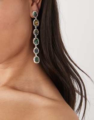 Reclaimed Vintage dangly earrings with faux shell in silver