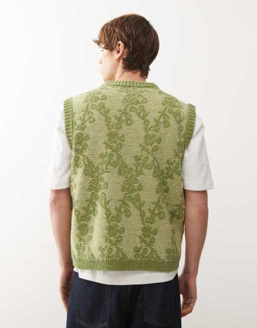 Reclaimed Vintage - Débardeur oversize en maille à imprimé tapisserie - Vert, 3 de 5