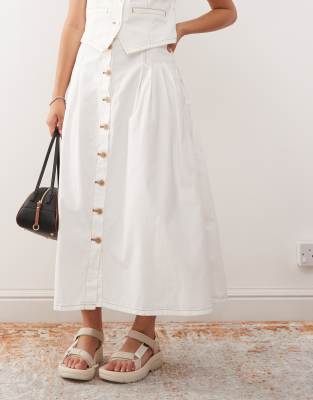 Reclaimed Vintage Denim Button Up Midi Skirt