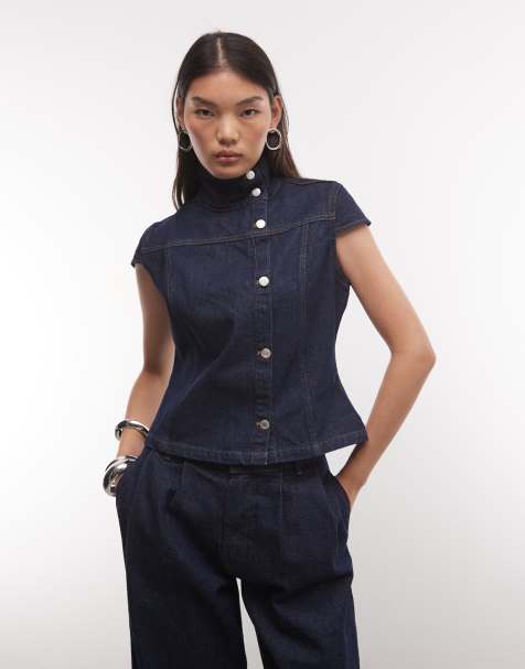 Reclaimed Vintage denim cap sleeve jacket in indigo - view 1