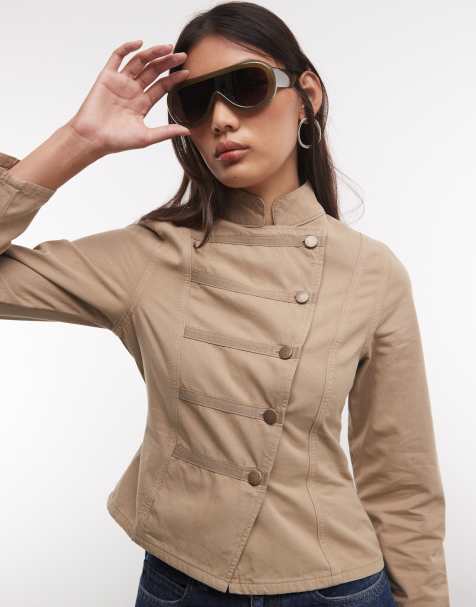 Reclaimed Vintage denim drummer boy jacket in khaki - view 1