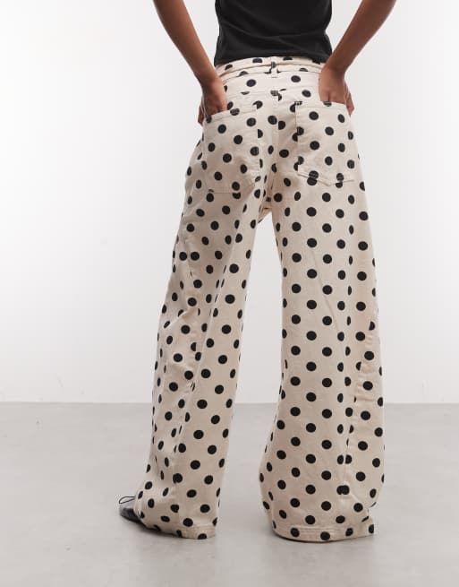 Reclaimed Vintage denim jean with tie waist in polka dot, 5 of 5