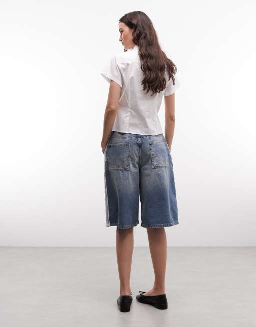 Reclaimed Vintage denim jort met kantdetail, 5 van 5