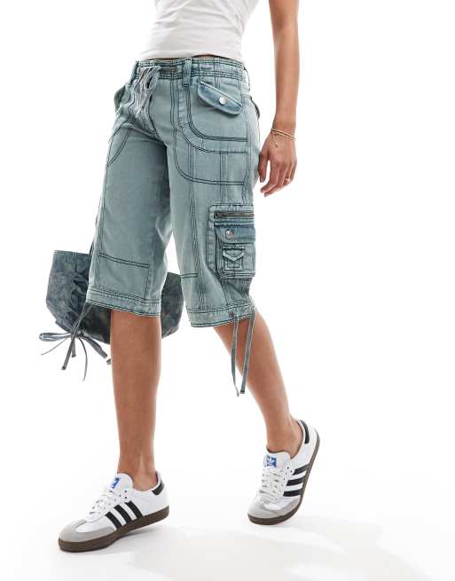Reclaimed Vintage - Denim jorts in blauw met wassing