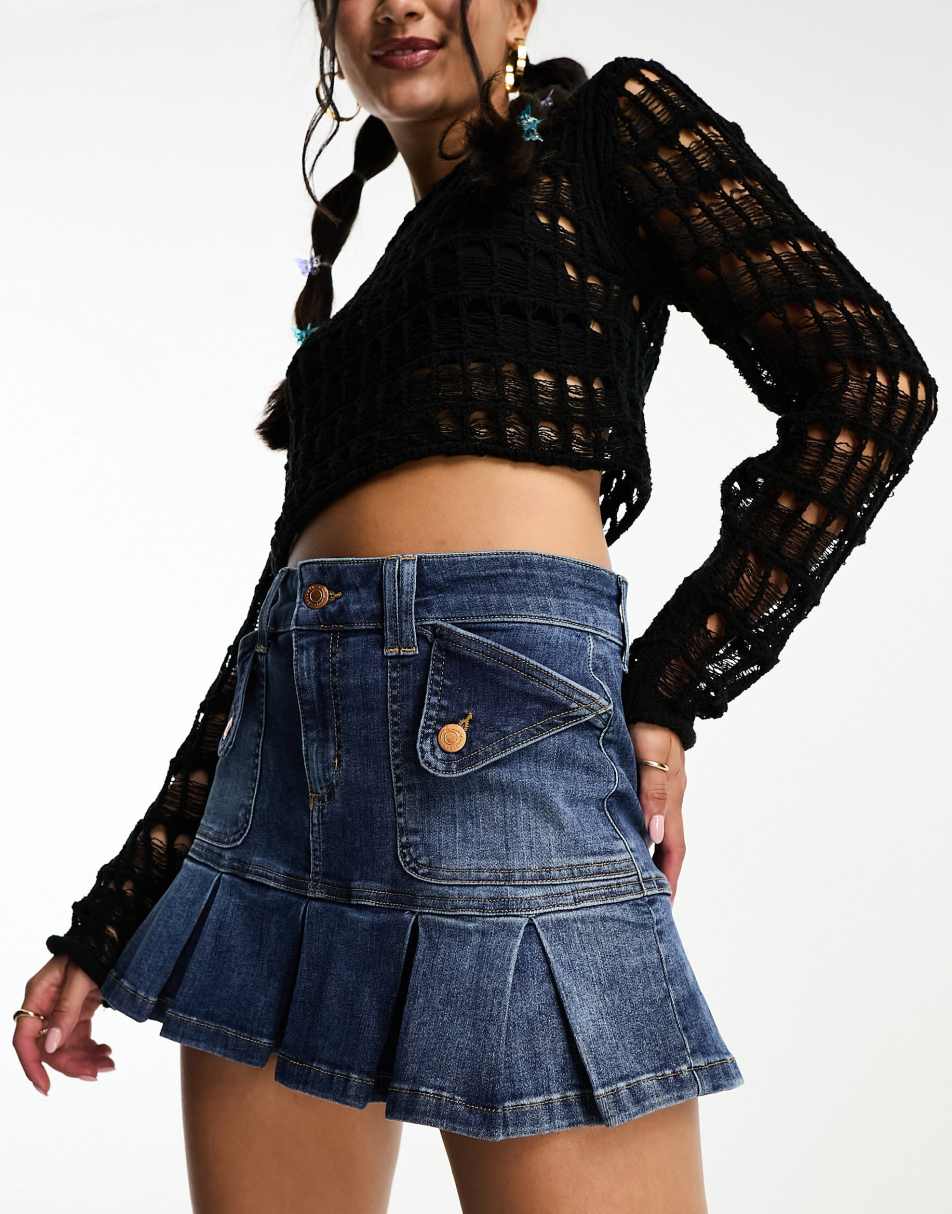 Reclaimed Vintage denim mini kilt