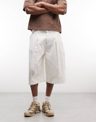 Reclaimed Vintage Denim Optic White Oversized Balloon Jort