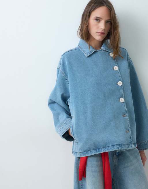 Reclaimed Vintage Denim-Wickeljacke in Blau, 3 von 4