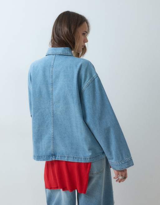 Reclaimed Vintage Denim-Wickeljacke in Blau, 4 von 4