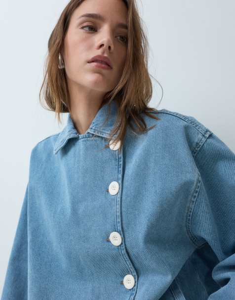 Reclaimed Vintage denim wrap jacket in blue - view 1