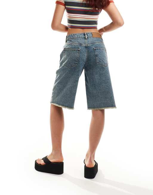 Reclaimed Vintage - Denimjorts i vasket blå, 3 af 5