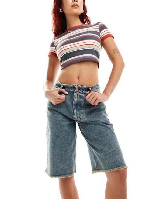 Reclaimed Vintage - Denimjorts i vasket blå, 5 af 5