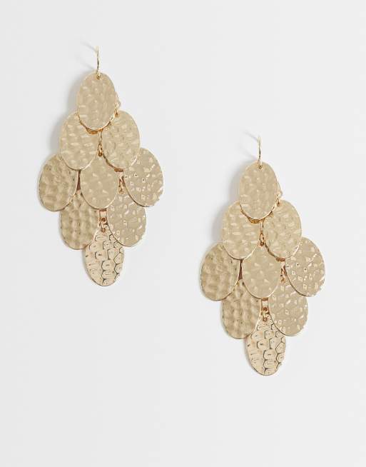 Reclaimed Vintage disc drop earrings in gold