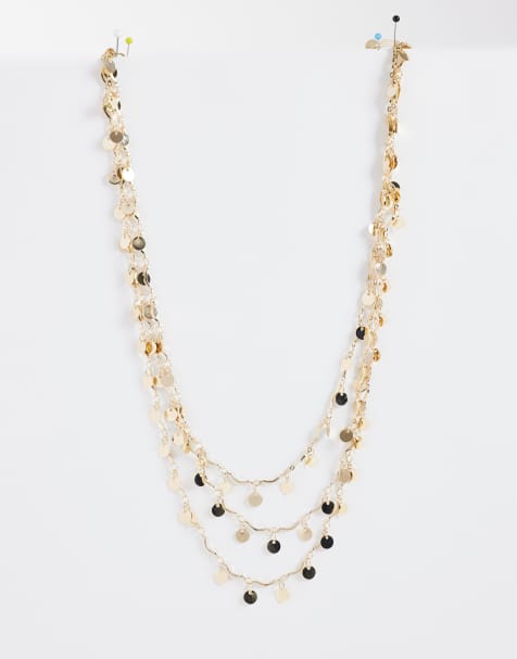 Reclaimed Vintage disc festival necklace in gold tone - view 1