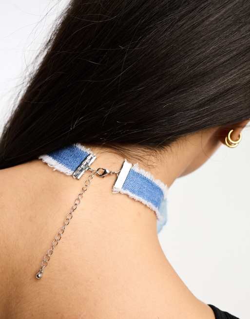 Denim flower necklace new arrivals
