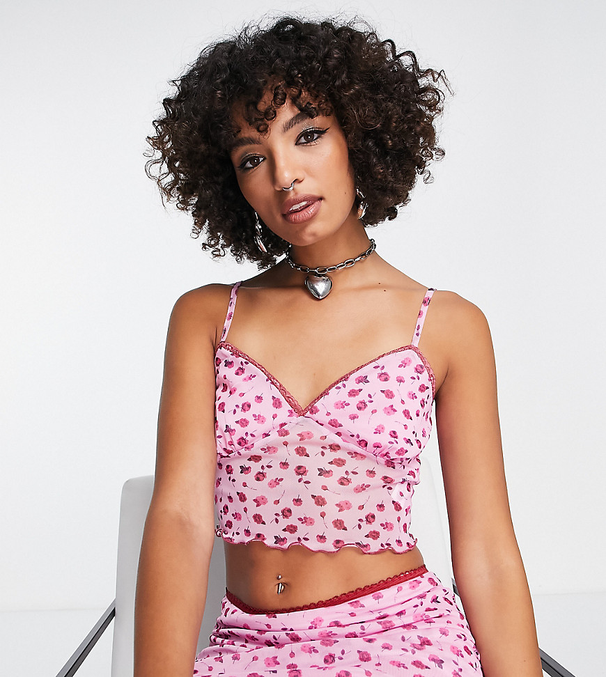 Reclaimed Vintage ditsy print cami top co-ord in pink