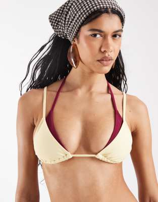 Reclaimed Vintage Double Layer Bikini Top In Multi