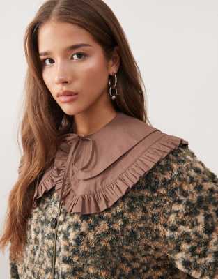Reclaimed Vintage Double Layer Collar With Tie Front-brown In Brown