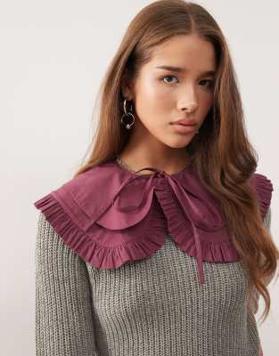 Reclaimed Vintage Double Layer Collar With Tie Front-purple