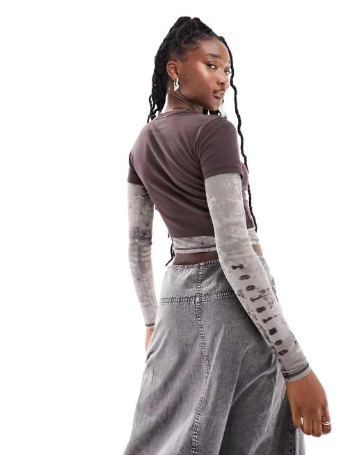 Reclaimed Vintage slim flared Y2K cargo pants in charcoal