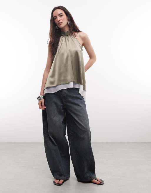 Reclaimed Vintage double layer halter top, 2 of 4