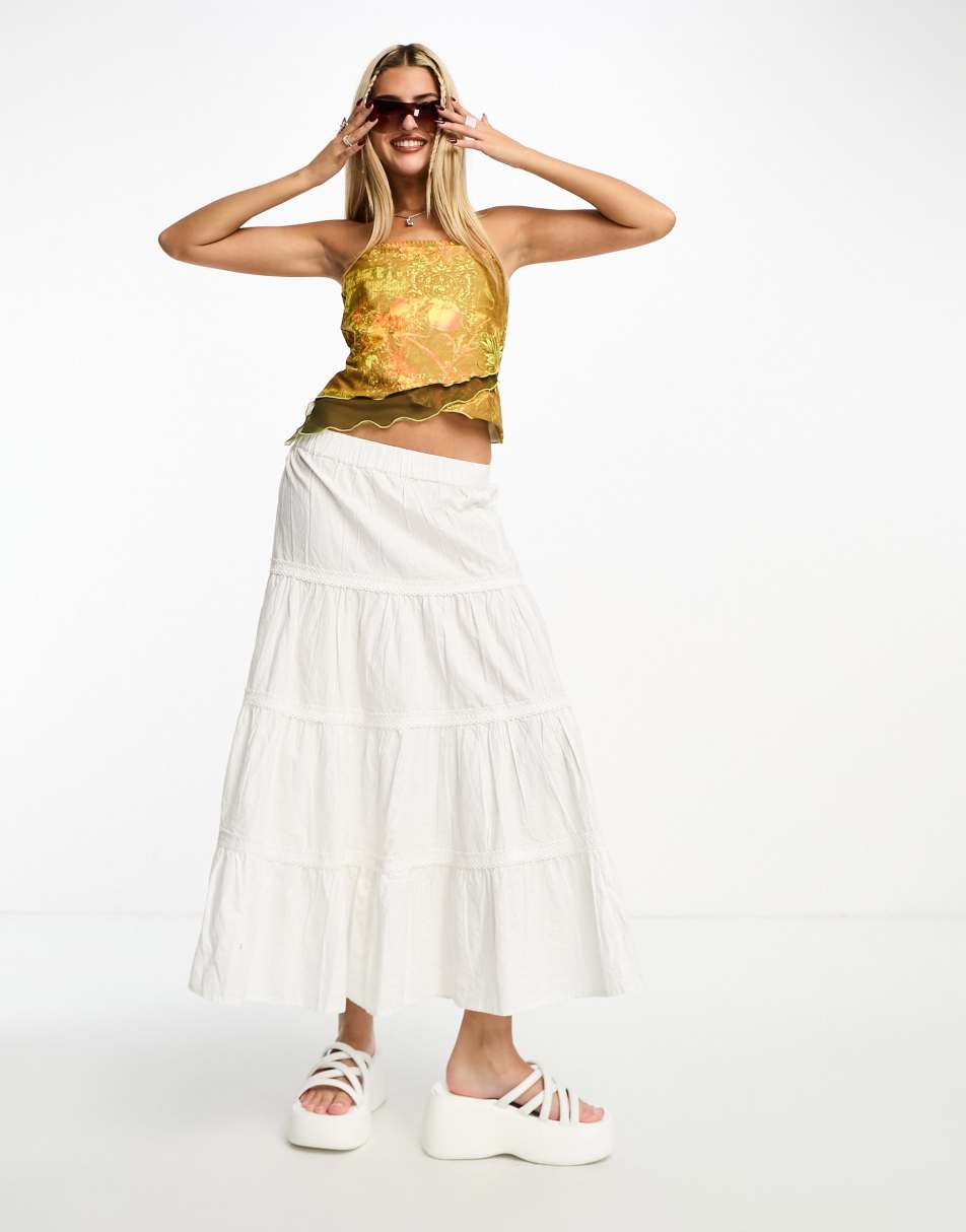 Reclaimed Vintage double layer printed bandeau in khaki 2