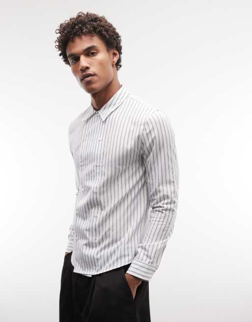 Reclaimed Vintage double placket shirt in tonal stripe