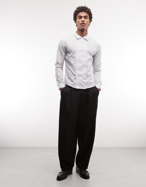 Reclaimed Vintage double placket shirt in tonal stripe, 2 of 5