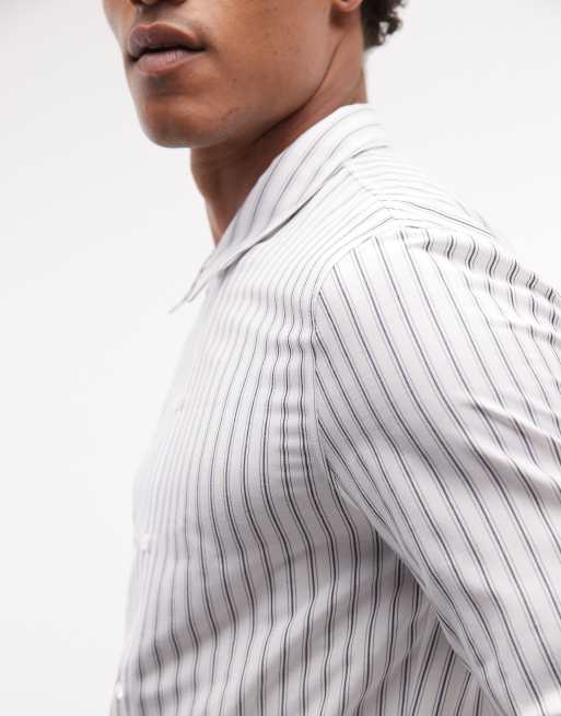 Reclaimed Vintage double placket shirt in tonal stripe, 3 of 5
