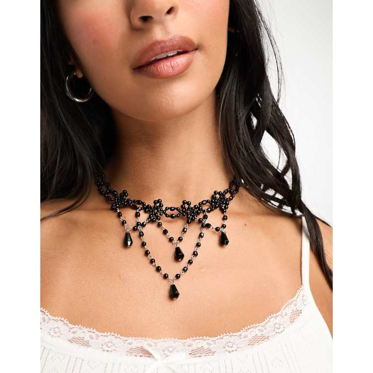 Vintage black outlet pearl necklace