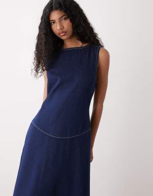 slim fit dress slacks Maxi Linen Pinafore Style Dress with Open Back ❤️ menique main image 1