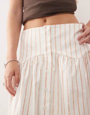 Reclaimed Vintage Dropped Waist Midi Skirt With Buttons In Multi