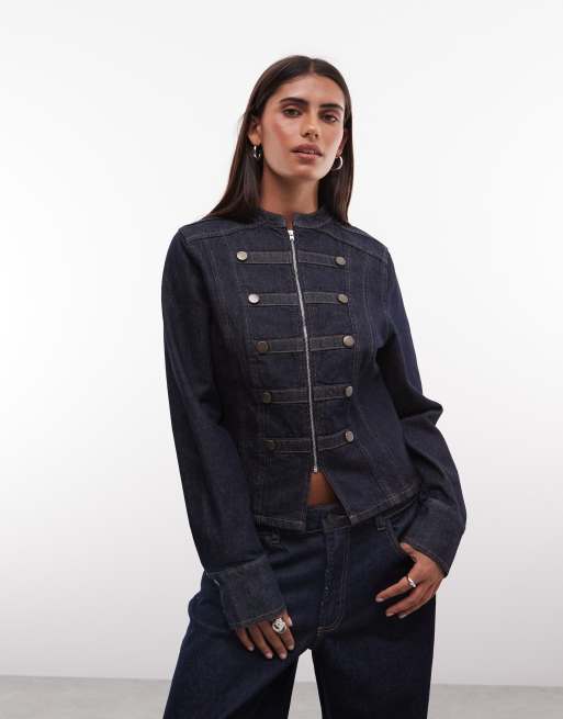 Reclaimed Vintage drummer boy jacket in indigo twill, 3 of 4