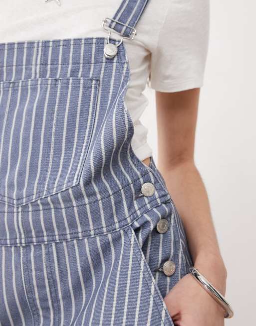 Reclaimed Vintage dungarees in denim blue pinstripe, 3 of 4