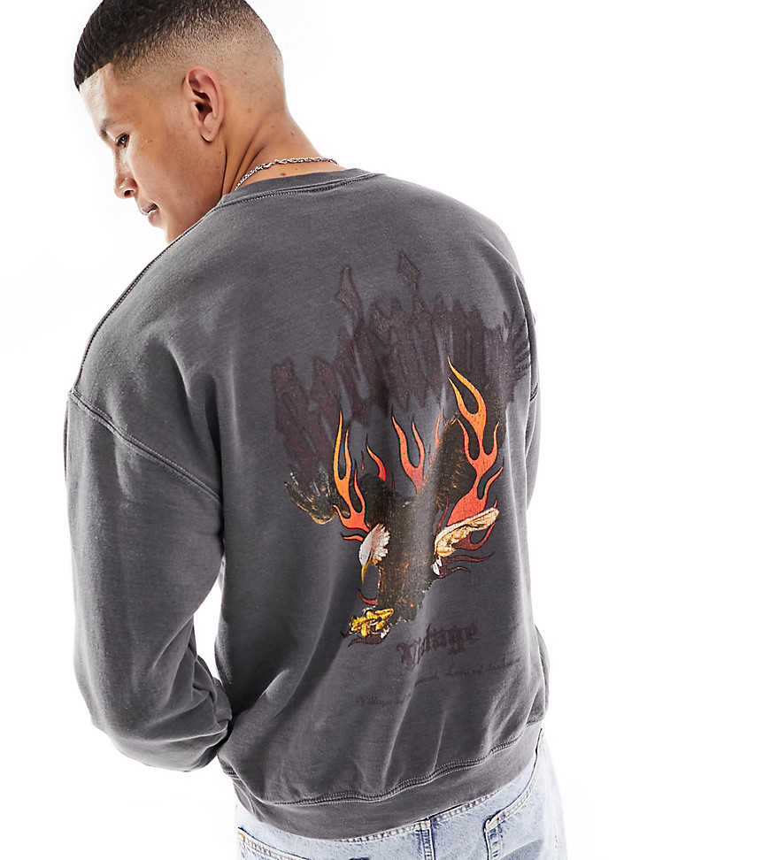 eagle print sweatshirt in charcoal-Gray