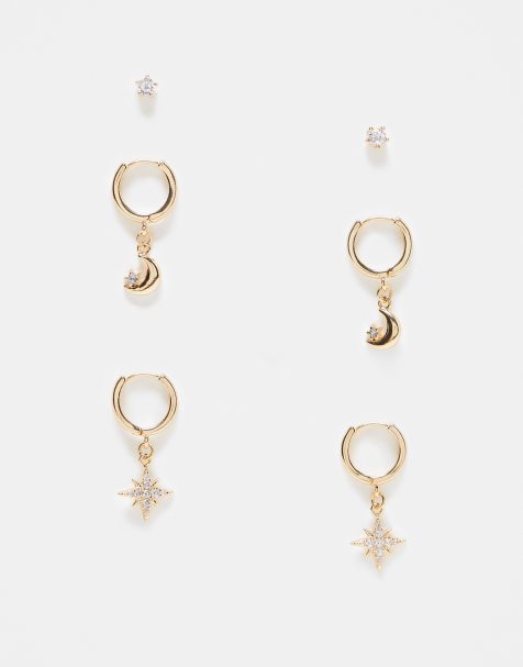 Reclaimed Vintage earrings multipack with moon and star - view 1