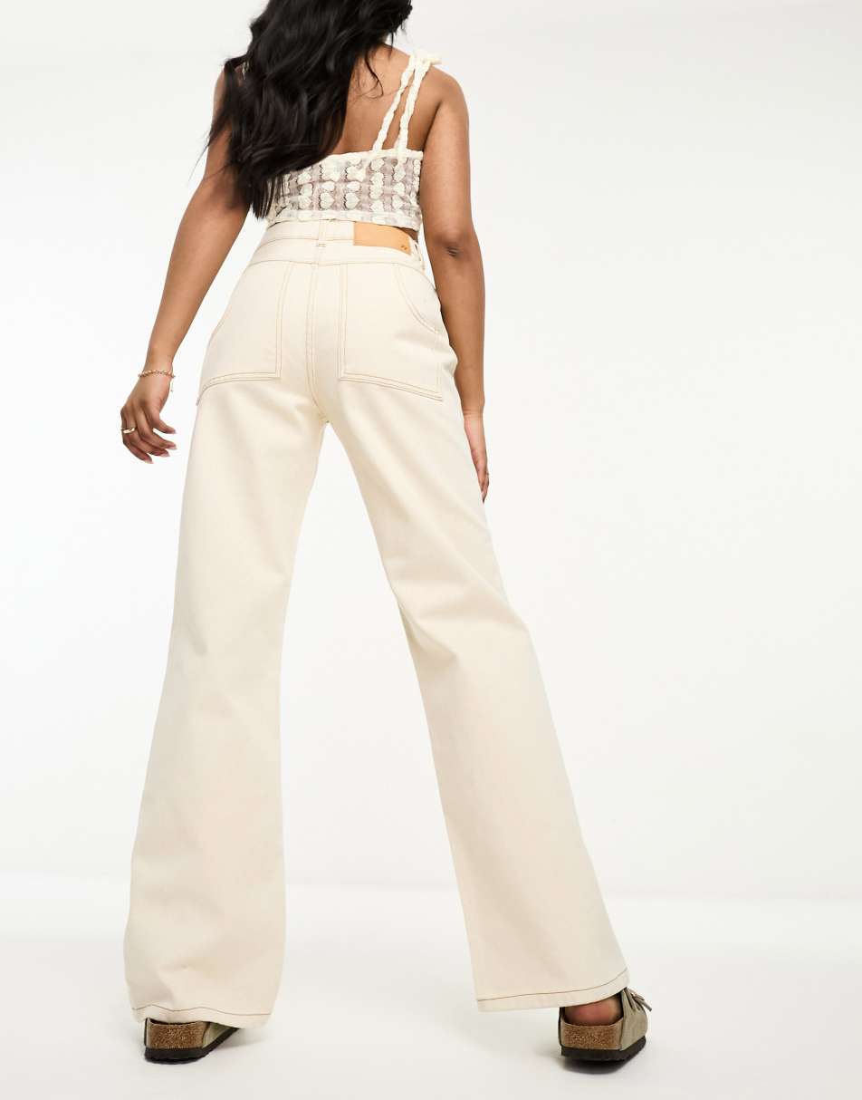 Reclaimed Vintage easy straight leg jeans in ivory 2
