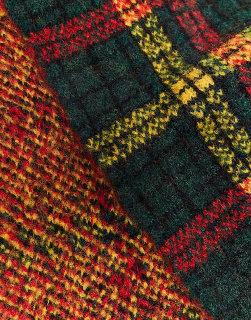 Reclaimed Vintage - Écharpe unisexe à carreaux - Vert, rouge et jaune , 3 de 3