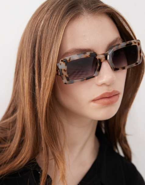 Reclaimed Vintage – Eckige Sonnenbrille in hellgrauer Schildpatt-Optik - view 1
