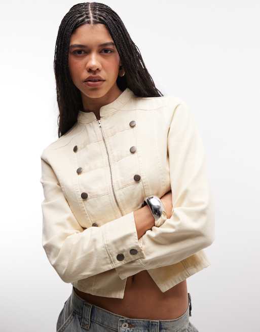 Reclaimed Vintage - Ecrufarvet trommejakke i twill