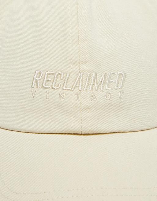 Reclaimed Vintage - Ecrufarvet unisex-kasket med logo, 3 af 4