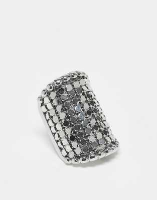 Reclaimed Vintage - Édition limitée - Bague unisexe effet cotte de maille - Argenté
