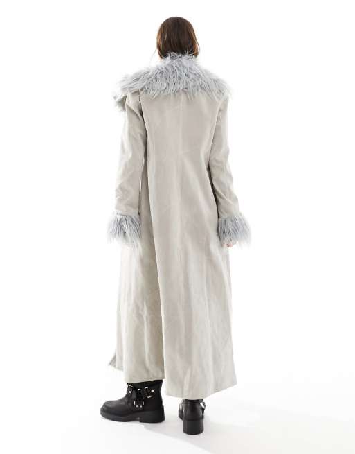 Manteau daim et fourrure best sale