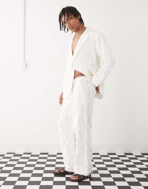 Reclaimed Vintage - Édition Limitée - Pantalon ajusté à détails effilochés - Crème - view 1