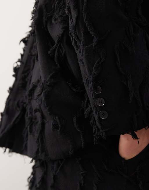 Reclaimed Vintage - Édition Limitée - Veste de costume oversize à détails effilochés - Noir, 5 de 5