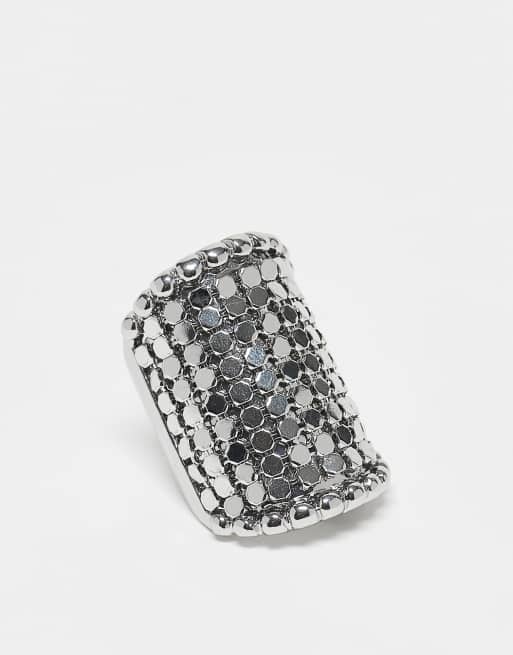 Reclaimed Vintage – Edycja limitowana – Pierścionek unisex z metalową siateczką w kolorze srebrnym