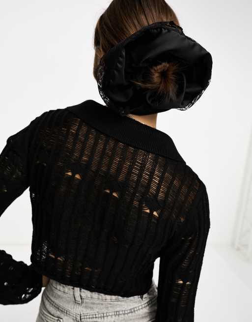 Reclaimed Vintage - Elastico per capelli oversize in raso e pizzo