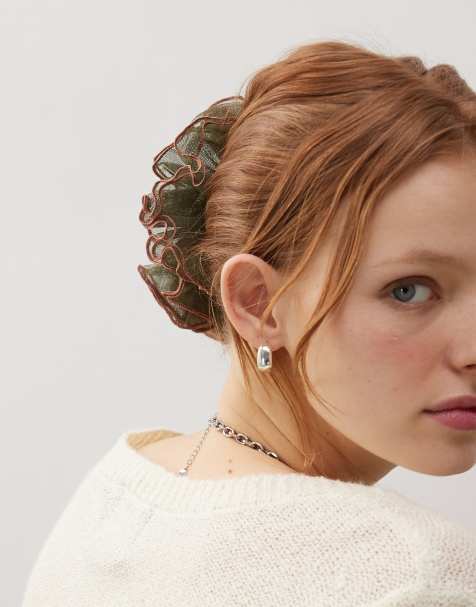 Reclaimed Vintage - Elastico per capelli oversize verde e rosa - view 1